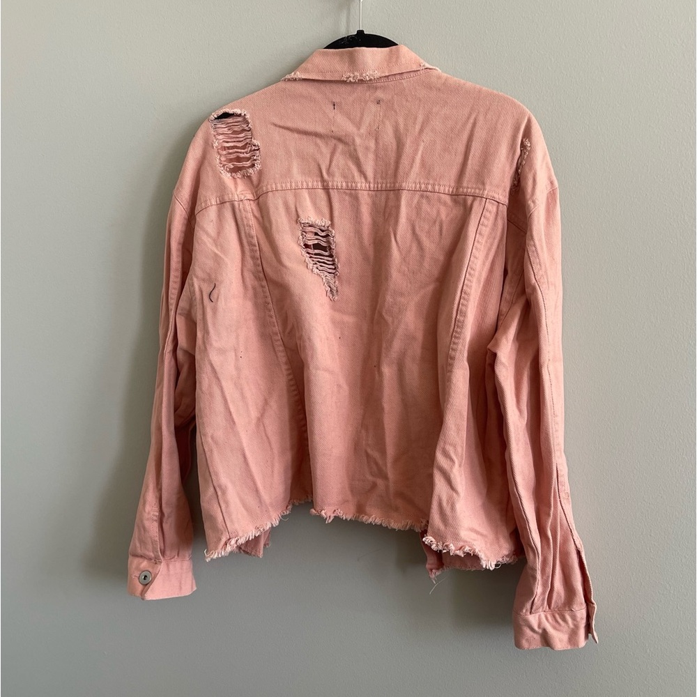 ๐ Love Tree Cropped Pink Denim Jacket - Picture 2 of 3